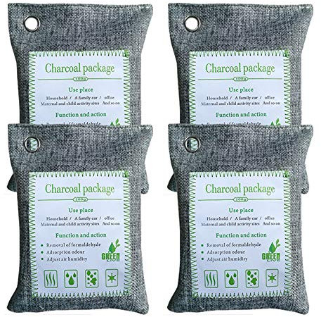 Anjing Paquete de 4 Bolsas purificadoras de Aire de carbón de bambú Activado, absorbentes y eliminadores de olores, deshumidificador Natural