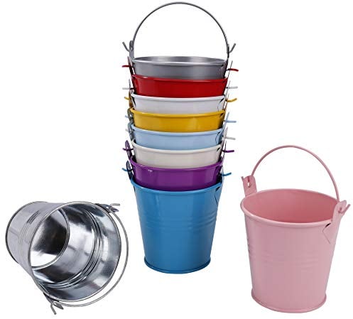 Mini Cubos de Metal Balde para Invitados Boda Bar Fiesta Bautizo Cumpleaños Caramelos Regalos Decoración para Caja de Dulces, Velas votivas, Baratijas, Macetas de jardín (10 Colores, Altura 7.5cm)