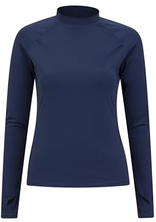 Mountain Warehouse Womens Long Sleeve Rash Vest - SPF50+ Sun Protection Ladies Rash Guard, Quick Drying Rash Top, Flat Seams, Stretchable - for Swimming, Navy Women's Size 14