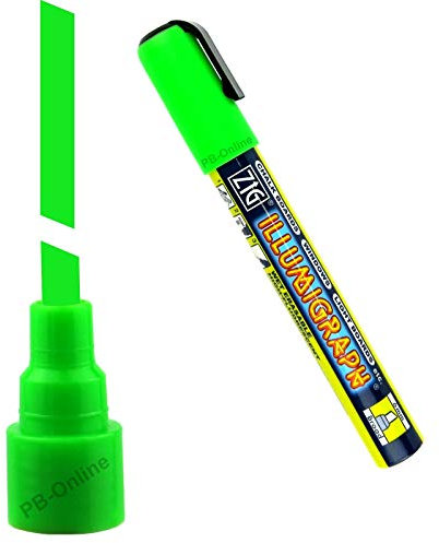 3 Stück ZIG Illumigraph PREMIUM Kreideschreiber PMA-510 wasserlöslich 6mm schräge Spitze (Leuchtgrün)