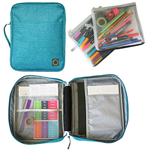 Journal Supplies Aufbewahrungstasche (blaugrün – groß) – individueller Reise-Organizer für B5-Planer, Stifte, Tagebuchbedarf und Zubehör (nur Hülle – Zubehör nicht im Lieferumfang enthalten),