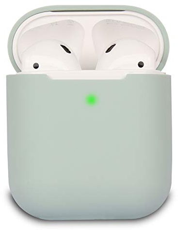 KOKOKA Schutzhülle Hülle Kompatibel mit AirPods 2, Silikon Schutzhülle Hülle für AirPods 2, LED an der Frontseite Sichtbar, Cloud Grey