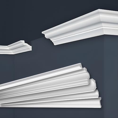 MARBET DESIGN Stuckleisten XPS Styropor weiß - Deckenleisten Stuck Decken Styroporleisten E-Leisten - (140 Meter / 1 Packung E-31)