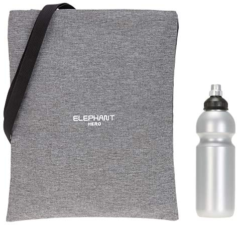 Elephant Turnbeutel Sportbeutel Hero Signature Attach Bag Tasche fixierbar Jungen Mädchen Auswahl passt zu Cyber Camo, Two Tone, Flower, Cube oder Plaid + Trinkflasche (Two Tone Grau 12726)