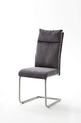 2Er-Set Schwingstuhl Stuhl Pia Freischwinger Chenille Rundrohr Sand oder Anthrazit (Anthrazit)