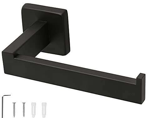 TocTen Porte-papier toilette - Support mural carré pour rouleau de papier toilette - En acier inoxydable SUS 304 épais - Convient pour salle de bain, cuisine, bureau - Noir - 6,5 cm