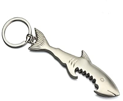 ARFUKA Bottle Opener Keyring Shark Shaped Soda Beer Bottle Opener Keychain Beverage Bottle Opener Key Ring, Women Men Gift for Christmas and Birthday Silver