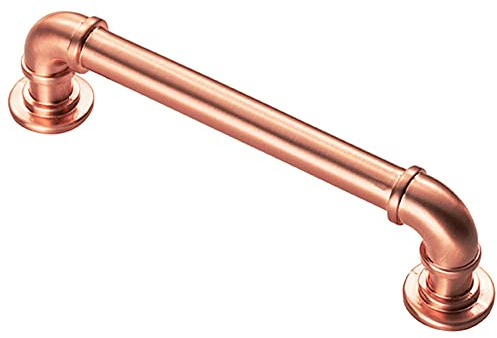 Pipe Design Cabinet Pull Handle - 128mm Fixing Centres - 12mm Dia - Satin Copper | Designer Cabinet Pull Handle - Wardrobe Cupboard Door Handle - Suitable for Lightweight Internal Doors