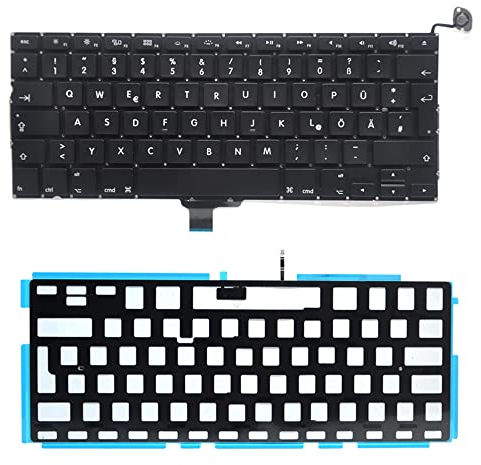 Pardarsey Teclado para ordenador portátil de repuesto alemán QWERTZ DE para MacBook Pro Unibody de 33,8 cm 13,3 pulgadas A1278 A1279 A1280 2008 2009 2010 2011 2012 con retroiluminación
