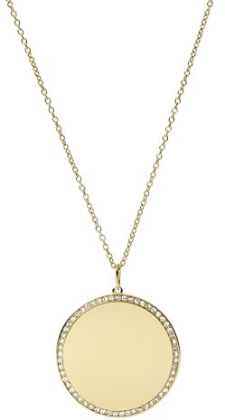 Fossil Women's goldfarbene Edelstahlkette mit Karabinerverschluss Runde Halskette mit Anhängern, Goldener Glitter