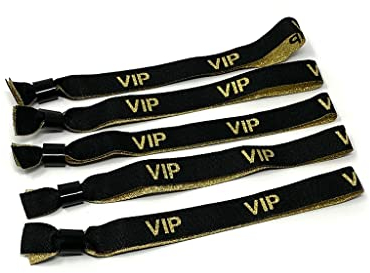 Twist4 VIP Stoff Einlassbänder VIP Stoffbänder Festivalbändchen Kontrollbänder VIP Eintrittsbänder- für Silvester Party Feste Festivals - twist4 (10, schwarz/gold)