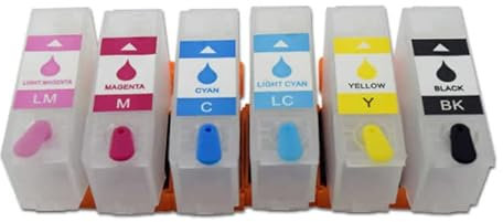 6 wiederbefüllbare Tintenpatronen kompatibel mit Epson 378 XL für Expression Photo XP-8000, 8005, 8500, 8505, 8600, 8605, 8700