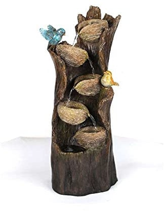 Primrose 88cm Wood Effect 5 Tier Birds Nest Family Tree Cascade Water Feature Garden Patio Self Contained