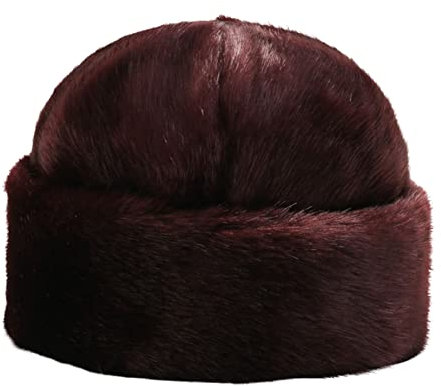 Roadoor Men Cuffed Nerz Skullies Beanies Mütze, randloser, thermischer, verdickter Nerzplüsch, wärmehaltende Mütze für den Winter und Herbst Kaffee