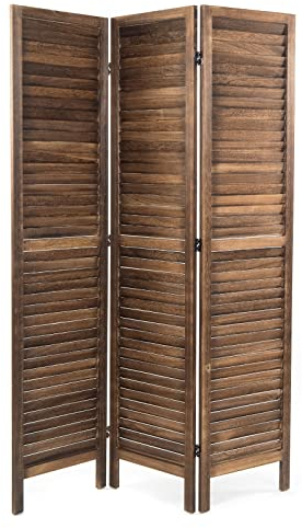 DESIGN DELIGHTS RAUMTEILER Cottage | 3-teilig, Holz, 170x120 cm (HxB) | Natur Raumtrenner, Faltwand, Sichtschutz, Raum Trennwand, Paravent, Stellwand | Farbe: braun