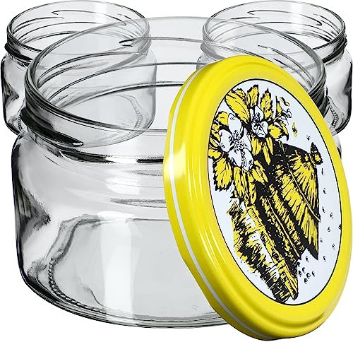 KADAX Lot de 10 petits bocaux de confiture avec couvercle - 250 ml - hermétiques - Pour cadeau - Pour miel et épices - Ruche