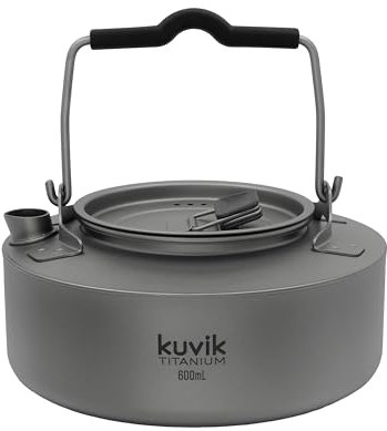 Kuvik 600ml Titanium Kettle - Ultralight and Compact Kettle for Backpacking, Camping, and Home