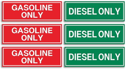 Aufkleber Diesel Only & Gasoline Only, 6 Stück, Kraftstoffspeicher-Aufkleber/Kraftstoffdosen-Marker, wetterfester Aufkleber für Ihren LKW, Traktor, Kraftstoffkanister – 15,2 x 5,1 cm
