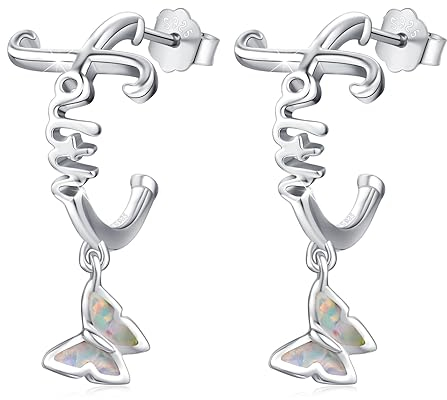 Schmetterling Ohrringe Silver 925 Opal Schmetterling Creolen Ohrringe Faith Ohrstecker Schmuck für Damen Mädchen Kinder Beste Freundin Geschenk