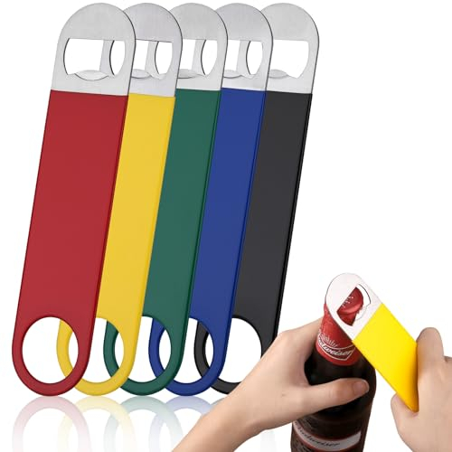 Huiguli Ouvre Bouteille, 5pcs Décapsuleur en Épaissi Acier Inoxydable, Flaschenöffner Revêtement en Caoutchouc, pour Barman Bar Cuisine Restaurant, Lavable au Lave-vaisselle, 7 inch/17.8 cm
