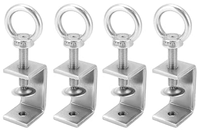QWORK® 4Pcs 304 Stainless Steel Lifting Rings C Clamp, Heavy Duty C-clamp, for Home Improvement and Automotive Repair