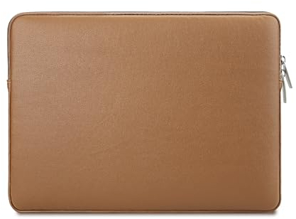 jooeer 13 Inch Laptop Sleeve Case for MacBook Air Pro M2 M1 13 Chromebook Notebook 13.3, Protective Waterproof PU Leather Cover Slim Padded Computer Bag, Brown