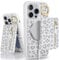 SailorTech iPhone 14 Pro Case With Card Holder, Ring Stand, Kickstand, Card Slots, Wallet - Detachable 2-in-1 Zipper Cover - White Leopard