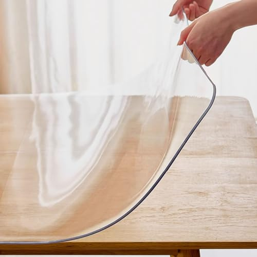 DSWZLQDXB Nappe de Table Transparent,Film en PVC Convient pour Salle à Manger,Salon Bureau,Housse Table étanche l'eau Imperméable,Toile Cirée Anti-Graisse,Film Doux Protection Lavable (1mm,80x180cm)