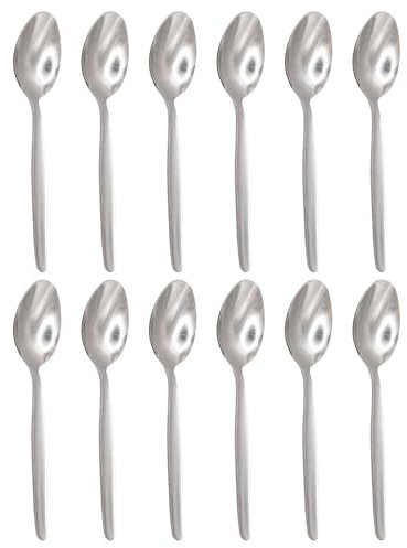 Argon Tableware Economy Stainless Steel Teaspoons - 13.5cm - Pack of 12 - Silver Tea Spoons High Polished Metal Dishwasher Safe 12-Piece Tea Coffee Sugar Cutlery Set