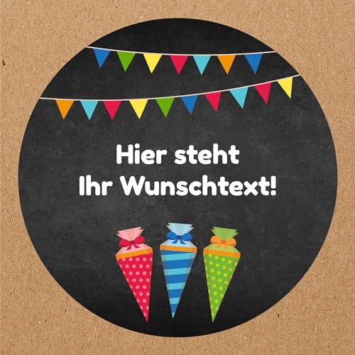 INDIGOS UG - Aufkleber selbst gestalten Schulanfang - Schultüte Tafel - 35 Stück - 40mm - personalisierte Geschenke - Etiketten selbstklebend - Einschulung - Dekoration und Verpackung für den