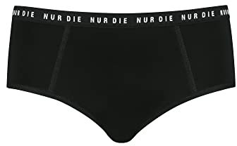 NUR DIE Periodenunterwäsche Alles Geregelt Panty Unterhose Mittelstarke Blutung Bio-Baumwolle waschbar & saugfähig Menstruationsunterwäsche - Schwarz - Größe 40-42