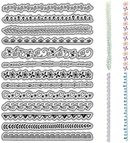 craspire Floral Lace Edge Clear Rubber Stamps Flower Leaves Border Vintage Wiederverwendbare Transparente Silikon-Stempelsiegel Für Journaling, Kartenherstellung, Scrapbooking, Fotoalbum, Dekoratives