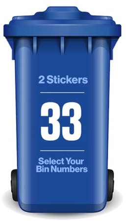 Happy Quokka Pack of 2 White Wheelie Bin Stickers, 17cm, Waterproof and Weatherproof, Self Adhesive Numbers (No. 3)