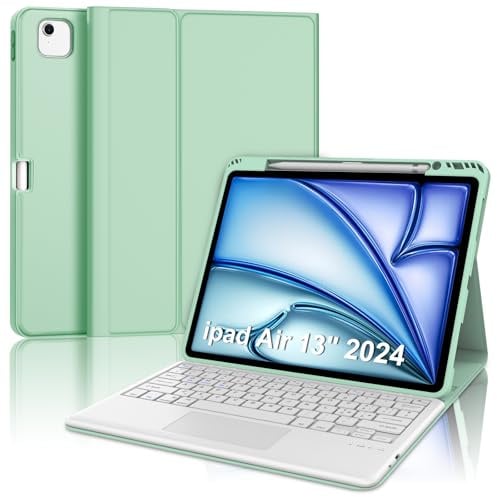 Custodia con Tastiera per iPad Air 13 Pollici M4 2026/M3 2025/M2 2024 | Bluetooth Magnetica Staccabile, Cover con Italiano QWERTY Tastiera per iPad Air 13 M4/M3/M2 con Touchpad, Verde