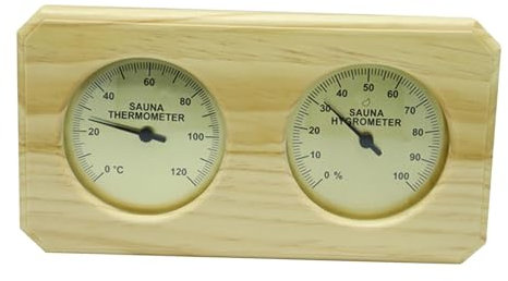 Milageto Igrotermografo per Sauna, termometro in Legno Igrometro Misuratore Domestico Misurazione della Temperatura 'umidità per dei Bambini, Orizzontale