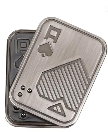 Metal Poker Fidget Slider for Adults, Portable Push Card Stress Relief Anxiety Magnetic Haptic Blocks Slider Cool Gadgets EDC Fidget Toy ADHD Autism Sensory Toys, Gifts for Boyfriend Father (01)