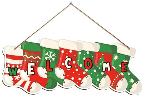 Decorazioni Natalizie in Legno Segni e Targhe di Natale Decorazioni da Appendere alla Porta di Natale Ornamenti in Legno per Calzini Natalizi per Decorazioni Natalizie per Interni ed Esterni