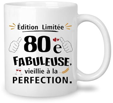 Yufansd Mug Anniversaire 80 Ans Humour Tasse pour Homme/Femme Cadeaux d'anniversaire Souvenir/Cadeau pour 80ème Maman Papa Grands-parents Tante Oncle Nounou Marraine Parrain Anniversaire (80)