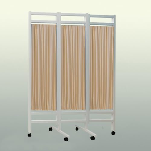 SXTYFBB 3-teiliger Faltbarer medizinischer Sichtschutz, Trennwand mit abnehmbarem Nylon-Seidenstoff, 6 Fuß hoher Raumteiler für Krankenhaus/Büro/Schönheitssalon, temporäre Wandtrennwand (Beige)