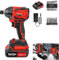21V Cordless Impact Wrench with 1/2 Chuck, Brushless Motor Torque 400N.m, 1.5Ah Lithium-ion Battery, Variable Speed, 4PCS Sockets, Fast Charger Included
