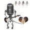 Vueeze Mic Rockbot, Retro Style Microphone Robot Table Lamp, Vintage Metal Microphone Robot Desk Lamp with Mini Guitar (D)