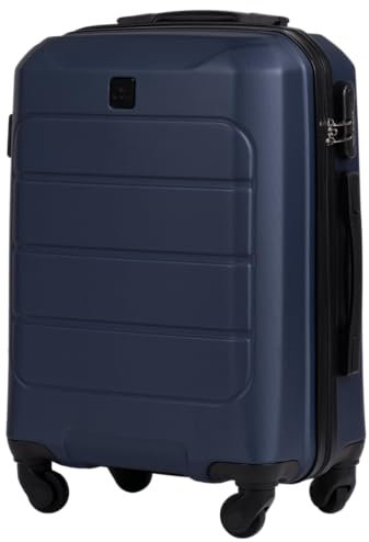 Wings Koffer Hartschale Blau | 55 x 38 x 20 cm Groß Reisekoffer & Trolleys | Ultraleicht Rollkoffer mit Rollen | Koffer Trolley Handgepäck | Hartschalenkoffer Mit Schloss | für Flugzeug