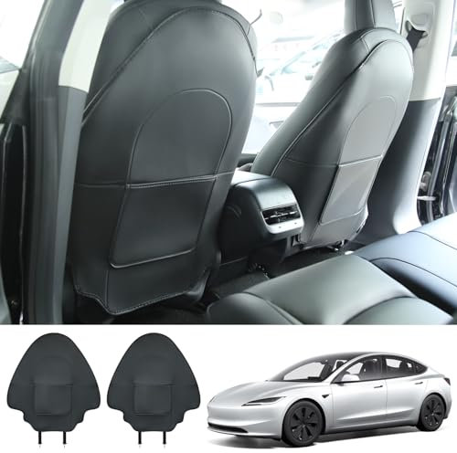 Ywooon Schutzbezug für Tesla Model Y Model 3 Model S Model X, Leder Sitzschoner Kinder seat Kick Protector Sitzschoner Kindersitz Rückenlehne Sitzbezug, Schwarz