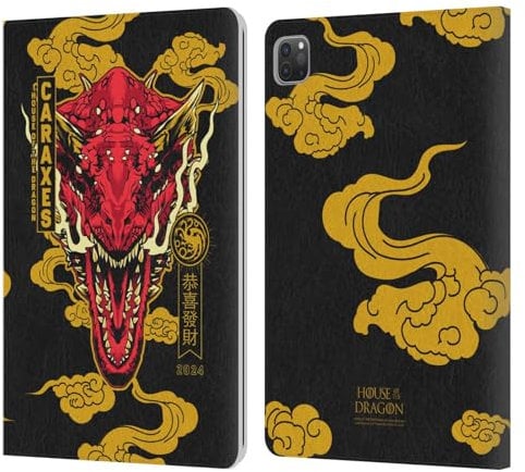 Head Case Designs Offizielle House of The Dragon: Television Series Karaxe Jahr des Drachen Leder Brieftaschen Handyhülle Hülle Huelle kompatibel mit Apple iPad Pro 11 2020/2021 / 2022