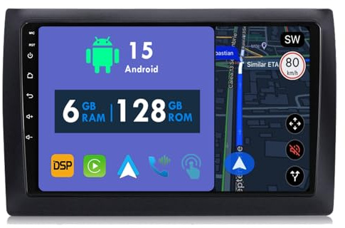 RoverOne Radio de coche GPS para Fiat Stilo 2002 2003 2004 2005 2006 2007 2008 2009 2010 Carplay Android Auto Stereo unidad principal Bluetooth Sat Navigation
