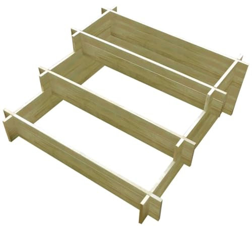 CKioict Aiuola Rialzata Porta piante da interno Traliccio ad Angolo Fioriera a 3 Livelli 90x90x35 cm in Legno Impregnato Adatto per giardino, balcone, cortile
