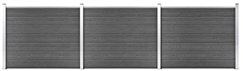 Fasba Zaunelement Set WPC 526x146 cm Schwarz, Sichtschutzzaun für Garten Terrasse