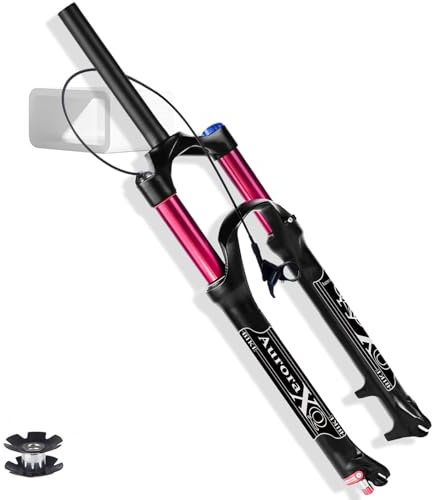LYYCX AuroraXQ Vélo de Montagne Fourche Air Suspension VTT 26 27.5 29 Pouces, 140mm Voyage Rebond Ajuster Fourches Avant Vélo for 1.5-2.45 Pneu(Straight Remote,26)