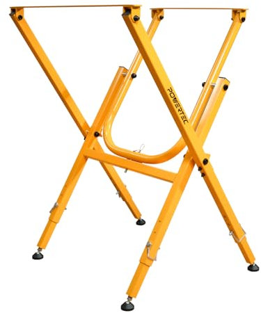 POWERTEC Folding Work Stand for Router Tabletop - Adjustable Height 32.7 to 35, Heavy Duty Steel, Portable Workbench Stand (UT1010)