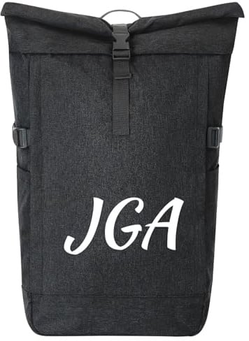 Huuraa Kurierrucksack JGA Junggesellenabschied 30-44 Liter Black Melange Fairtrade Rolltop Rucksack Geschenkidee